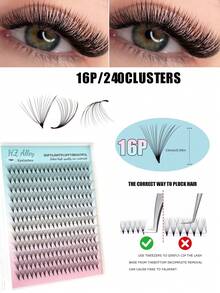 240pcs 16P Dense Curly 0.07 Handmade Exquisite Tapered Bloom Easy Grafting Professional Fan-Shaped Lightweight Fluffy Defined Realistic Eyelashes - D - View 5