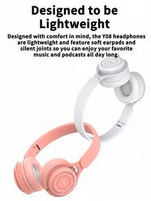 GENAI Headphone Nirkabel Over-Ear Warna Cream Macaron, Mikrofon Terintegrasi, Headphone Stereo HiFi Ringan yang Dapat Dilipat, Mendukung Kontrol Volume dan Bass Dalam, Penggunaan Ganda Berkabel 3.5mm, Cocok untuk Ponsel, Komputer, Kantor Rumah, dan Belajar - View 4