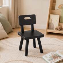 Nordic Solid Wood Footrest Stool With Backrest, Small Entryway Shoe Changing Bench With Handle - Black - View 5