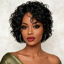 Short -Style Curly Wig, African Curly Bob Wig With Bangs For Women - Multicolor - View 2