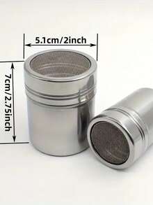 1pc Stainless Steel Powder Shaker With Lid - Fine Mesh, Can Evenly Sprinkle Baking Soda, Cocoa, Cornstarch, Coffee And Flour - Ideal Choice For Home Kitchen And Restaurant, Restaurant Kitchenware | Professional Kitchen Tools | Fine Mesh Design - Multicolor - View 3