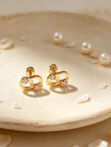 Premium Minimalist Elegant Letter M Cartilage Screw Back Stud Earrings, Water-Resistant For Shower Wear - Earrings - View 5