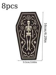 16pcs/8pcs Halloween Skeleton Napkins, Skeleton Coffin Shaped Disposable Napkins, Halloween Party Supplies, Gothic Party Table Decor, Party Gifts, Gothic Party Decoration - Multicolor - View 11