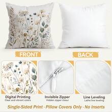 4 cái/1 cái vỏ gối họa tiết hoa màu nước phong cách mộc mạc, in một mặt, phù hợp cho phòng khách, phòng ngủ, trang trí nhà cửa, dùng cho mọi mùa - Nhiều màu - Xem 5