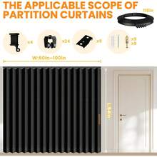 Room Divider Curtain Set With Flexible Ceiling Track,% Blackout Privacy Curtain, Soundproof Fabric Accordion Style Curtain Bedroom, Office, Patio & Sliding Door, Black, W100 X L84, 1 Pack - Grey - View 5