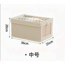 1/2pcs Fabric Storage Box With Visible Window And Lid, Linen Material Closet Organizer - Beige - View 12