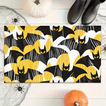 1pc Halloween Series Geometric Bat Pattern Printed Faux Cashmere Surface TPR Backing Doormat, Bathroom Mat, Kitchen Mat, Laundry Room Mat, Holiday Atmosphere Decor, Home Decor, Party Decor, Wedding Decor, Dining Room Decor - Multicolor - View 4