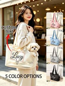 1pc Customizable Text Pet Mesh Bag, Highly Attractive Breathable Nylon Mesh Pet Travel Bag, Pet Mesh Shoulder Bag, Handbag, Suitable For Small Dogs And Cats, Lightweight And Portable, Versatile And Stylish, Airline Approved - Multicolor - View 2