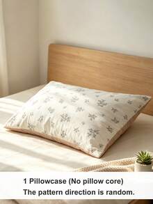 1 pièce Taie d'oreiller 100% coton, Taie d'oreiller à imprimé floral petit, Teintes chaudes de Maillard brun clair, Taie d'oreiller minimaliste japonaise unie, Taie d'oreiller douce et respirante neutre, Sans insert d'oreiller inclus, Décoration de chambre à coucher minimaliste Twin Full Queen King - Multicolore - Voir 5