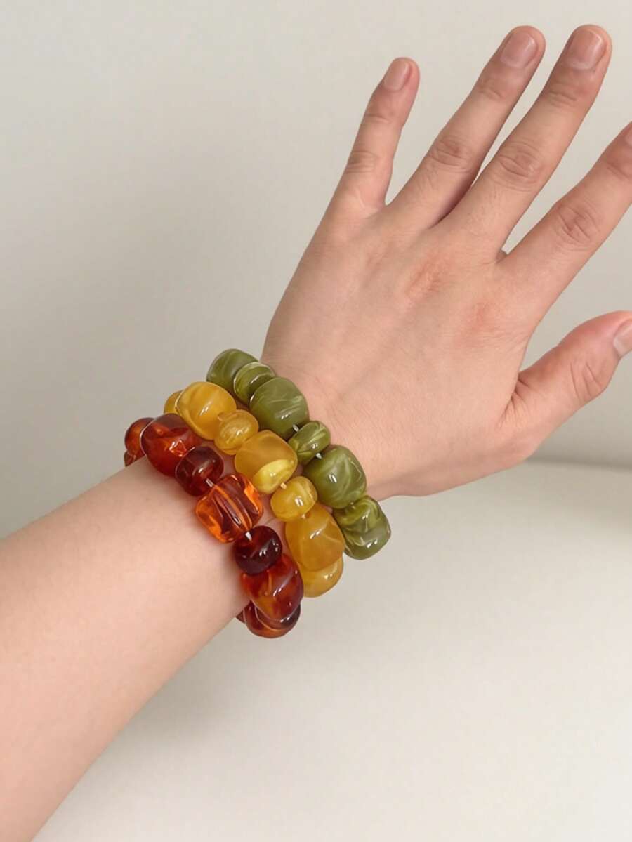 1 Set European And American Exaggerated Contrast Color Acrylic Women's Bracelet Set - Multicolor - View 1