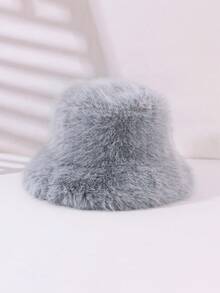 1pc Y2K Style Autumn/Winter Faux Fur Bucket Hat, Fluffy Wide Brim Street Fashion Warm Ear Protection Hat, Suitable For Halloween Party - Plush Bucket Hat - View 16