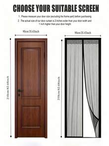 Magnetic Screen Door Curtain, Self-Sealing Automatic Closing Breathable Insect Proof, Polyester Mesh Durable Material, Simple Practical Style, For Living Room Bedroom Balcony Patio Garage Home & Pet Friendly Use - B - View 2