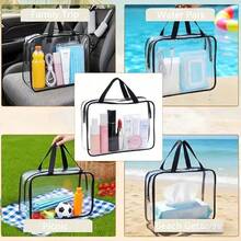 2pcs Transparent Storage Bags With Sturdy Zippers And Large Capacity Organizer Bags. Suitable For Travel Toiletries, Clothing, Toys And Home Decor, Transparent Design For Quick Identification. Suitable For Apartment, Home, Travel And More - Multicolor - View 7