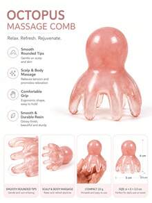 2PCS/1PC Cute Octopus Head Massager, 8 Tentacles, Head Massager, Gua Sha Facial Tool, Head And Body Relaxation, Unique Massage Points, Manual Deep Tissue Massage Tool, School, Back To School, Travel, Travel Essential, Home Essential, Spa, Massage Tool, Massage - Multicolor - View 5