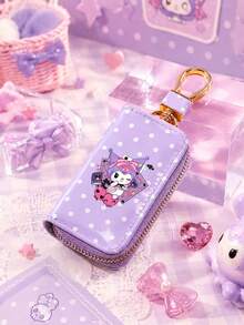 SANRIO 1PC Hello Kitty Cinnamoroll Kuromi Polka Dot Key Case, Glossy Zipper Key Pouch With Metal Clip For Car Keys, Travel & Daily Use - Multicolor - View 17