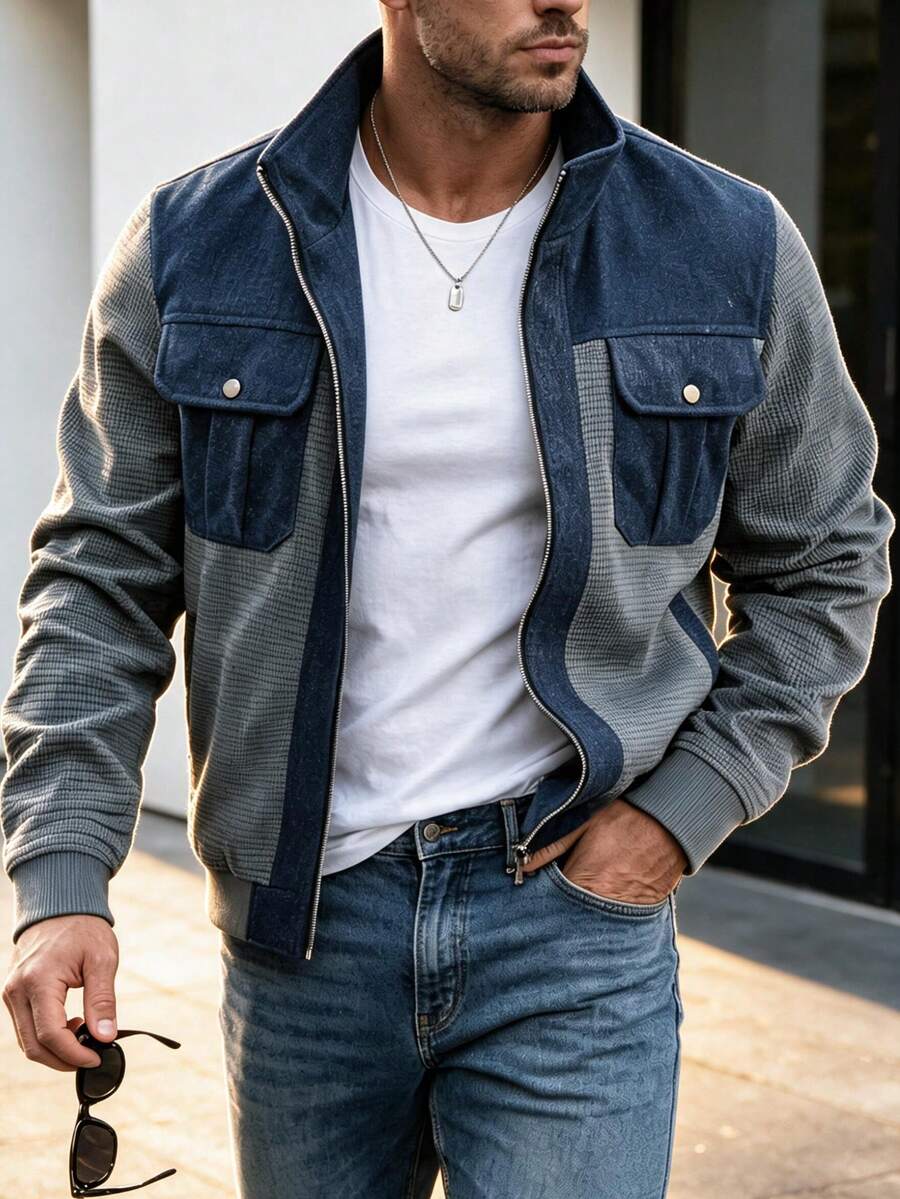 Men's Autumn/Winter Fashion Casual Jacket, Minimalist Versatile Stylish Men's Jacket - Grey - View 1