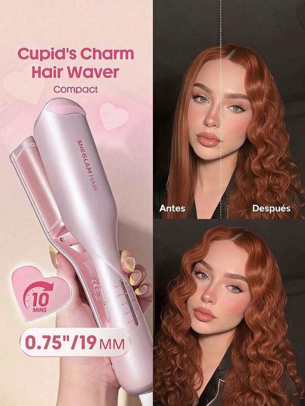 HAIR Rizador de pelo Beach Babe con enchufe estadounidense de 25 mm, rizador iónico, plancha de rizos, rizador de pelo de 2 cilindros con protección antiescaldaduras, 50 millones de iones y 10 minutos de ondulación rápida, temporizador inteligente y temperatura ajustable, herramienta fácil de usar para mujeres.