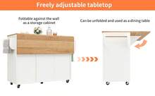Modern Kitchen Island, Kitchen Cabinet, Buffet Cabinet, Dining Cart With Wood Grain, Multifunctional Dining Table With Storage Space, Dining Cart With Snack Shelves, White, 120 X 43.2 X 92 Cm - White - View 3