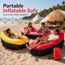 Outdoor Inflatable Sofa Chair (With Storage Bag), Portable Inflatable Sofa, Outdoor Inflatable Mattress, Inflatable Beach Lounge Chair, Enhanced Headrest Design, Suitable For Camping, Beach Trips And Hiking, Easy To Set Up - Multicolor - View 4