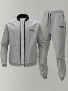 Men's Autumn/Winter Casual Jacket & Pants Outdoor Sports Minimalist Fashion Set - Grey - View 1