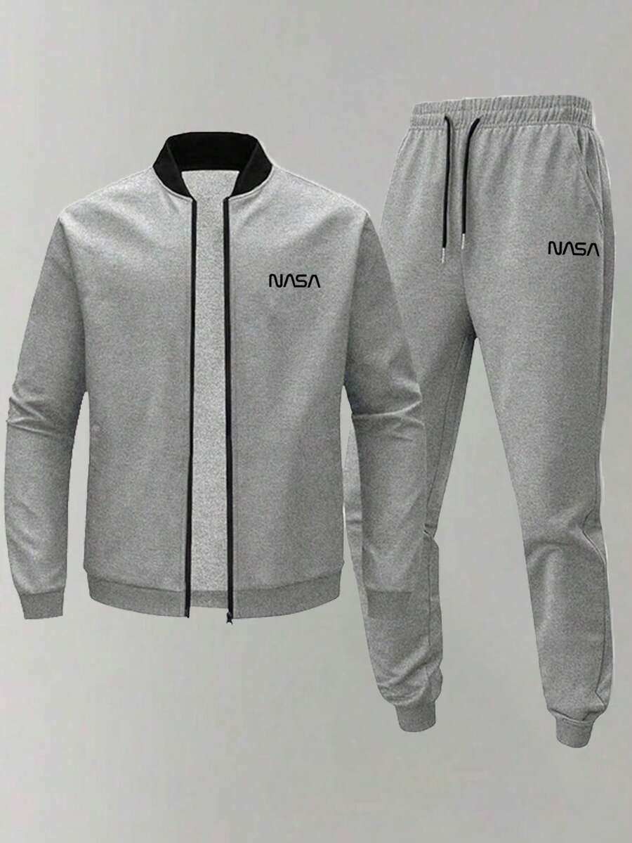 Men's Autumn/Winter Casual Jacket & Pants Outdoor Sports Minimalist Fashion Set - Grey - View 1