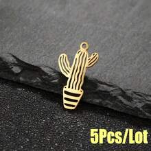 5pcs Stainless Steel Cactus Cutout Charms Bohemian Plant Theme Blank Pendant Supplies For Handmade Accessories - DZ534 - View 9