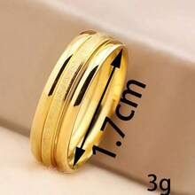 Set de 3 anillos de acero inoxidable chapados en oro de 18K, adecuado para uso diario de mujeres o como regalo - Amarillo Oro - Ver 3