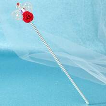 2pcs Red Rose Rhinestone Crown Headband & Fairy Wand Set, Silver Crystal Crown Headband With Side Comb, Wedding Birthday Cosplay Party Costume Accessories - Silver - View 14