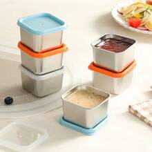 3pcs Square Stainless Steel Food Storage Containers With Colorful Silicone Lids, Reusable Small Leak-Proof Meal Prep Boxes, Metal Refrigerator Storage Containers For Fruit, Leftovers And Baby Food; Airtight Fresh-Keeping Lid Design To Keep Food Fresh; Rust-Resistant Durable Stainless Steel Meal Prep Containers, Lightweight Portable Mini Storage Boxes For Fridge, Freezer, Picnic And Outdoor Travel - Multicolor - View 10