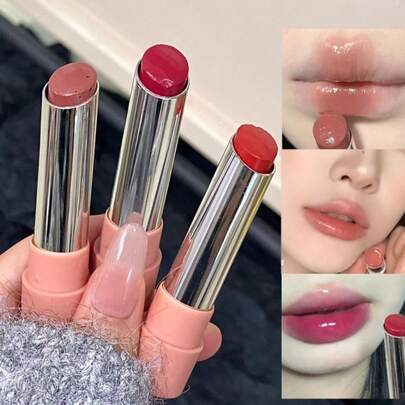 Brillo de labios con espejo en forma de corazón HERORANGE con textura suave e hidratante, color intenso, pigmento duradero resistente al agua y a las manchas de tazas, lápiz labial con brillo acuoso para principiantes, excelente regalo para fiestas, festivales de música y festivales.