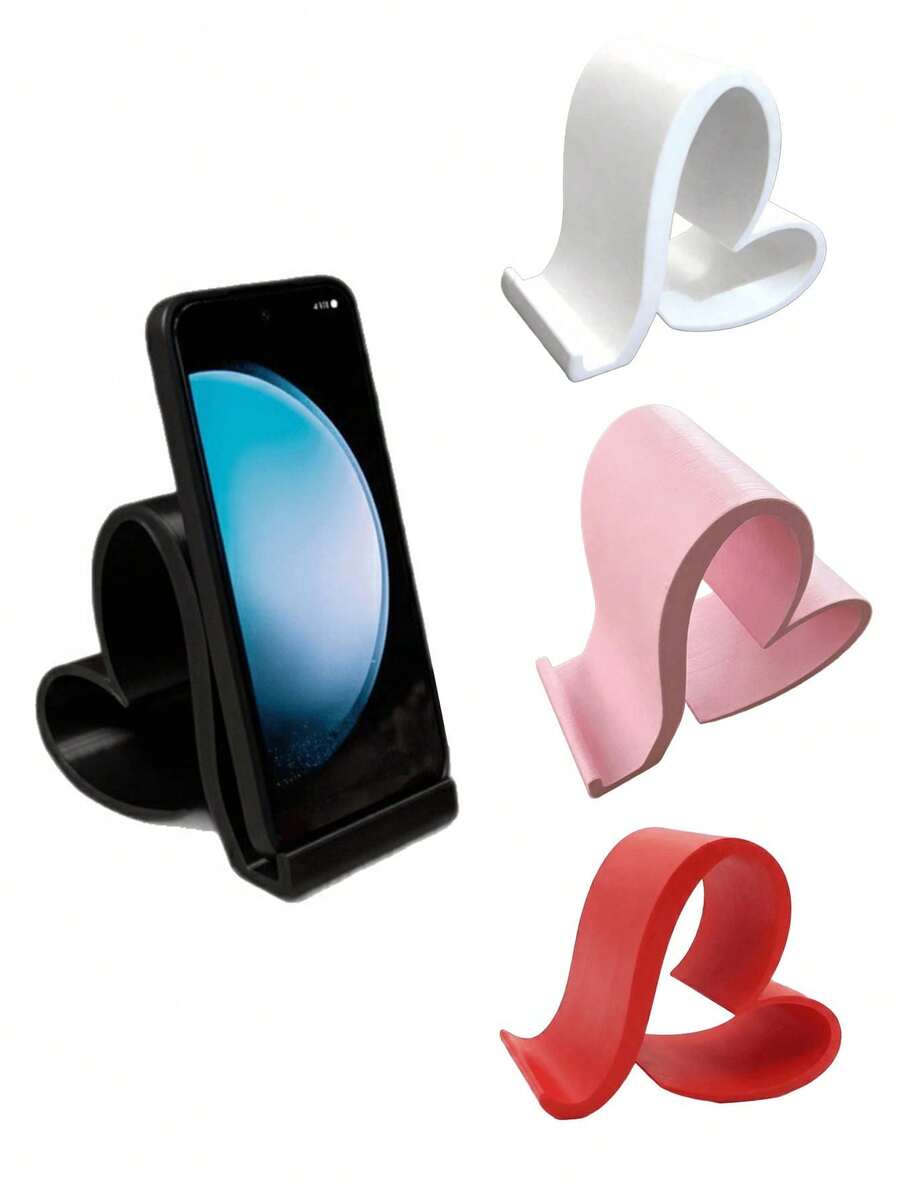 Heart-Shaped Phone Stand | 3D Printed Universal Tablet Stand, Home, Office, Party Decoration Desktop Organizer, Suitable For Birthday, Holiday, Wedding/Birthday, Bride-To-Be Gift, Bridesmaid Gift, Bachelorette Party, Multiple Colors Available - Multicolor - View 1