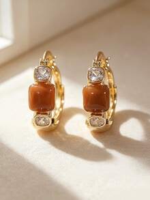 1 Pair Fashionable Personalized Exquisite Elegant Earrings, Suitable For Women's Daily Commute - Red - View 4
