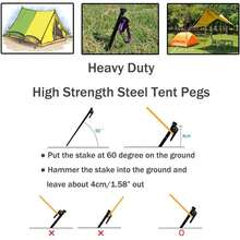 IEMIEBSHA 8 Pack Heavy Duty 12 Inch Steel Tent Stakes For Camping, Unbreakable Metal Tent Pegs With T-Handle & Rope Holes, Rust Resistant Ground Anchors For Canopy Awning Outdoor - Black - View 9