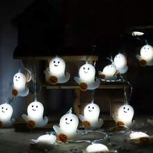 1pc 10 LED Halloween Spooky Ghost With Pumpkin String Light Hanging Indoor And Outdoor Decorative Lamp Battery Powered Suitable For Party Halloween Holiday Bedroom Bar Shop Park Garden Fireplace Tree Decor - Multicolor - View 10