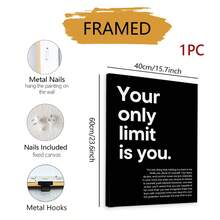 1件「Your Only Limit Is Yourself」勵志海報，現代極簡黑白畫布印畫，適合健身房、辦公室、客廳、臥室裝飾，自我限制信念牆面藝術替代款，高品質畫布牆飾 - 彩色 - 查看 14