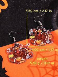 1 Pair Creative Unique Funny Quirky Exquisite Shiny Turkey Acrylic Earrings, Women's Daily Holiday Party Gift Jewelry - Multicolor - View 5