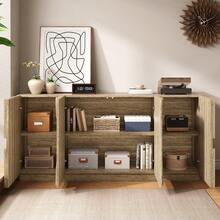 Sideboard Mit Regalen, Sideboard Mit Rebounder, Natürliche Holzmaserung - 彩色 - 查看 3