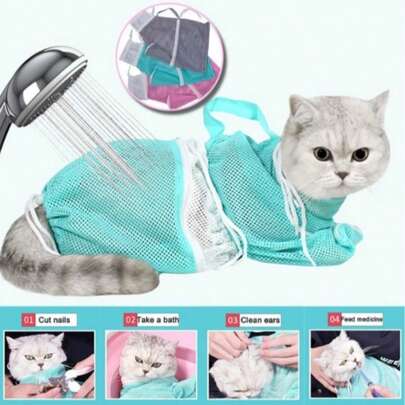 1pc Upgraded Cat Bathing Bag Anti-Scratch Cat Grooming Bag, Cat Bathing Tool, Suitable For Cat And Dog Bathing, Nail Clipping, Grooming, Medication Administration And Restraint