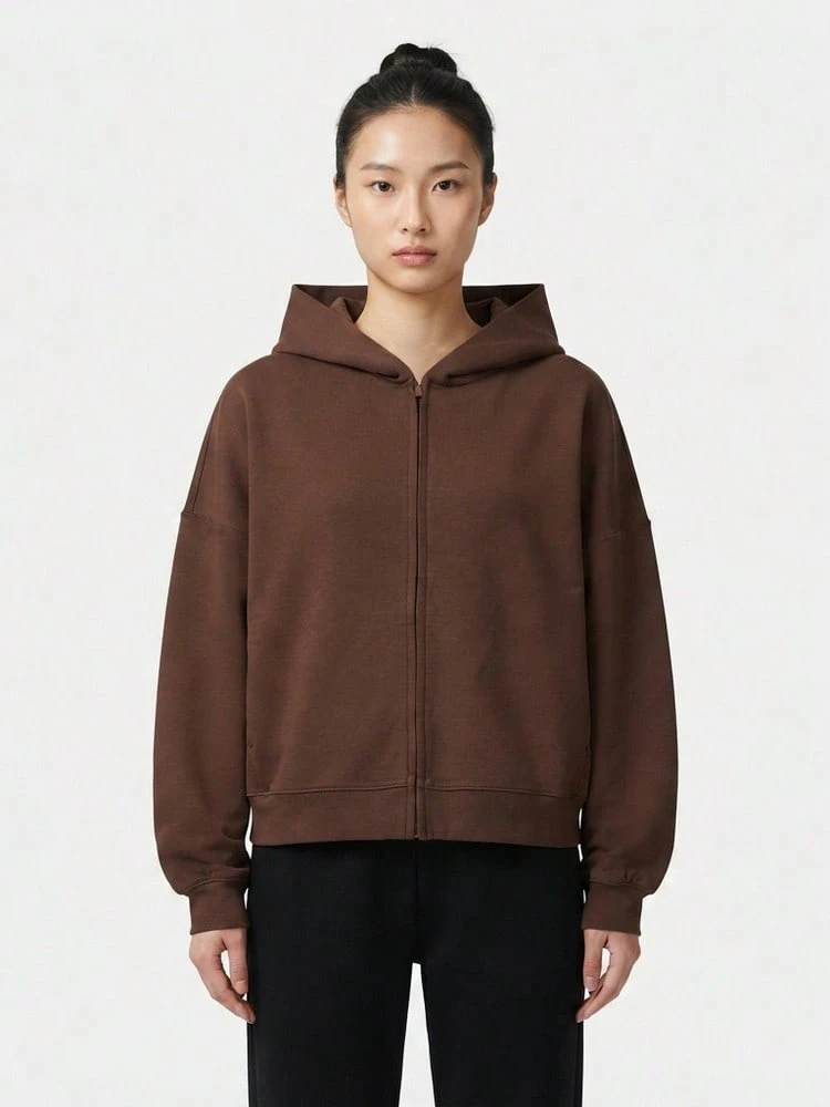 Nike Women's AS W NK DF 24.7 IS FZ Sweatshirt Knit Hooded Sweatshirt IR1925-259 - Brown - View 1