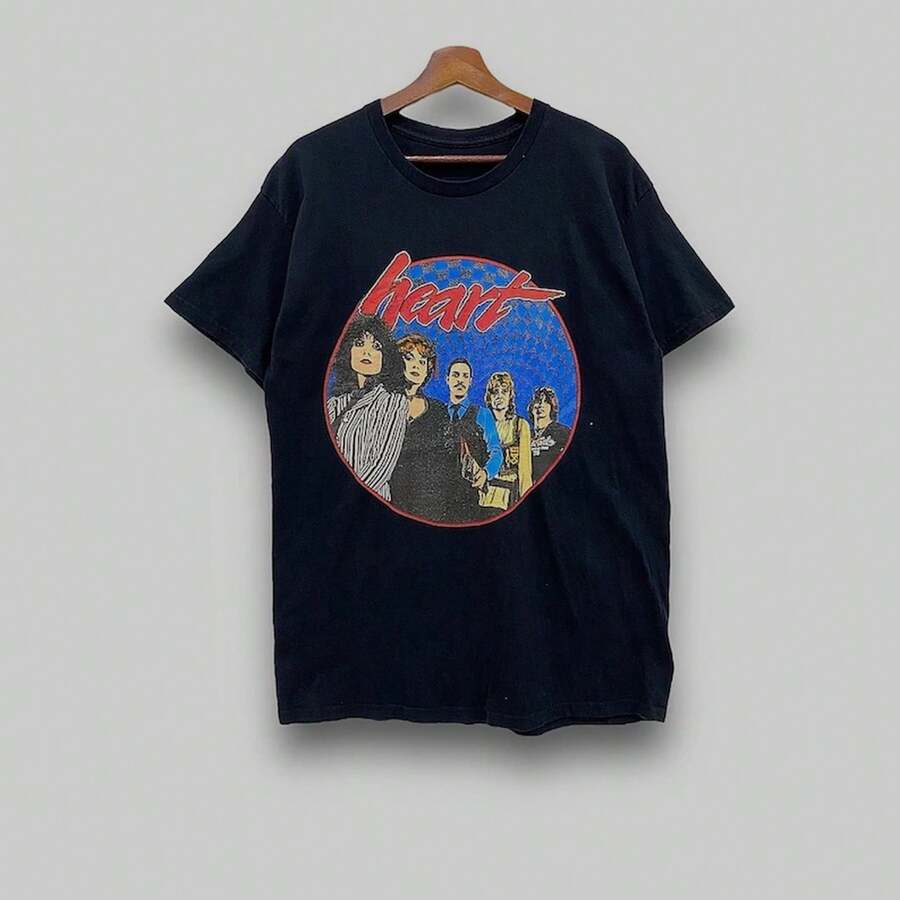 Y2K Heart Band Rock N Roll Star Streetwear T-Shirts Size L SB7D - 黑色 - 查看 1
