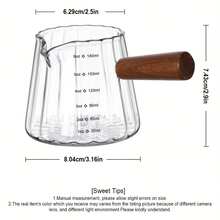 Espresso Cup With Wooden Handle And Coffee Spoon, 6oz/180ml Single Spout Milk Frothing Pitcher With Clear Scale, Heat-Resistant, Suitable For Coffee, Milk, Tea, Syrup, Espresso Accessories - Multicolor - View 3