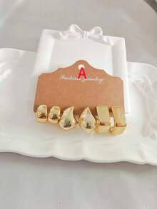 6/18件組復古金色金屬耳環套組，法式花卉幾何C型耳環，耐用通勤百搭奢華飾品，適合全年旅行與度假穿搭，送給家人朋友的最佳禮物 - 金色 - 查看 5