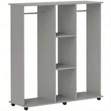 Öffnen Kleidungshalter,Mobile Open Garment Rack Storage Organizer Mit Multi-Fächern,Freistehende Kleidung Display Rack - 灰色 - 查看 6