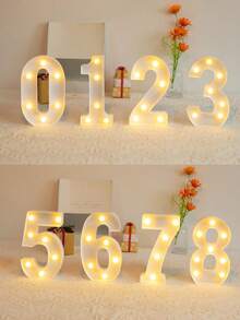 21cm 發光 LED 跑馬燈數字燈牌，暖白色電池供電數字燈，桌面裝飾數字燈，16歲 18歲 21歲 30歲 40歲 50歲生日、婚禮求婚、週年紀念、聖誕節、節日派對拍照背景裝飾數字小夜燈 - 21CM白色 - 查看 10