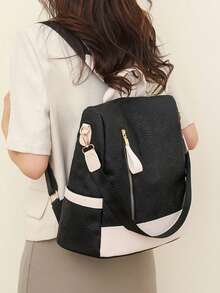 Women's Backpack Suitable For Daily Commute, Travel, Shopping And Street Shopping - Black - View 7