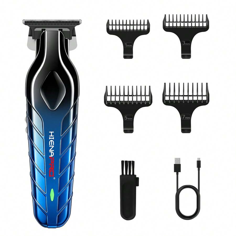 Cortador de Cabelo Elétrico HIENA 1 Peça, Interface USB, Cortador de Cabelo com Lâmina em T, Aparador de Barba Masculino Branco/Preto/Azul/Dourado, Com Escova, Cortador de Cabelo Doméstico