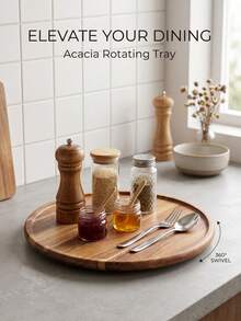 1pc 360° Rotating Round Turntable, Slouchy Susan Tray, Round Tray, Tray, Suitable For Cabinets, Kitchen Countertops, Food Storage, Home Decor, Bathroom Supplies Organizer, Kitchen Accessories, Multi-Purpose Kitchen Storage Tool, Spice Rack, Space-Saving Countertop, Great Gift For Christmas, Halloween, Housewarming - View 4