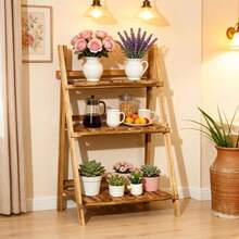 Faltbares Lageregal,Display Regal,Leiter Design Blumenstand - 棕色 - 查看 5
