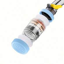 Filtro de grifo, purificador de agua universal anti-salpicaduras, adecuado para grifo de fregadero de cocina, aireador de grifo doméstico, desmontable y lavable, filtra impurezas en el agua, adecuado para Europa y América, viene con adaptador, nuevo producto de verano. - azul - Ver 7