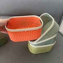 2pcs Multifunctional Thickened Colorful Hollow Storage Boxes, Plastic Storage Baskets For General Merchandise, Desktop Sundries And Stationery Organizer, Toiletries Storage Basket - Multicolor - View 10
